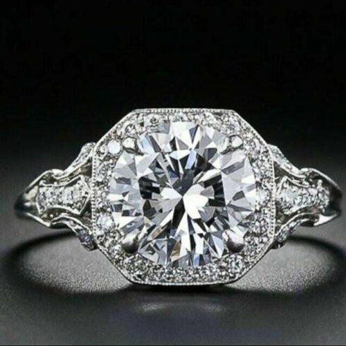 Silver Tone Round Center Ring shown from the front