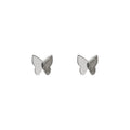 Silver-Tone Matte Smooth Mini Butterfly Stud Earrings Pair view 5