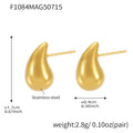 Polished Hollow Teardrop Stud Earrings Gold Silver Stainless view 6
