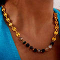 Gold Mariner Link Faceted Bead Necklace Bracelet Set view 3