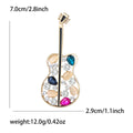 Multicolor Rhinestone Guitar Brooch Gold Tone Metal Pin Brooch view 5