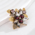Flower Crystal Metal Brooch Pin 5.7 x 5.2 cm for Jackets and Lapels view 5
