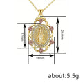 Gold Tone Oval Madonna Rose Frame Pendant Necklace view 4