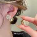 Champagne Pearl and Crystal Double Sided Stud Earrings view 1