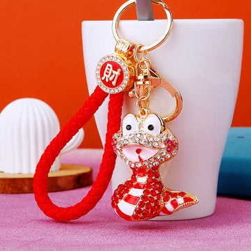 Crystal Striped Snake Keychains in Plain and Fortune Cord Options