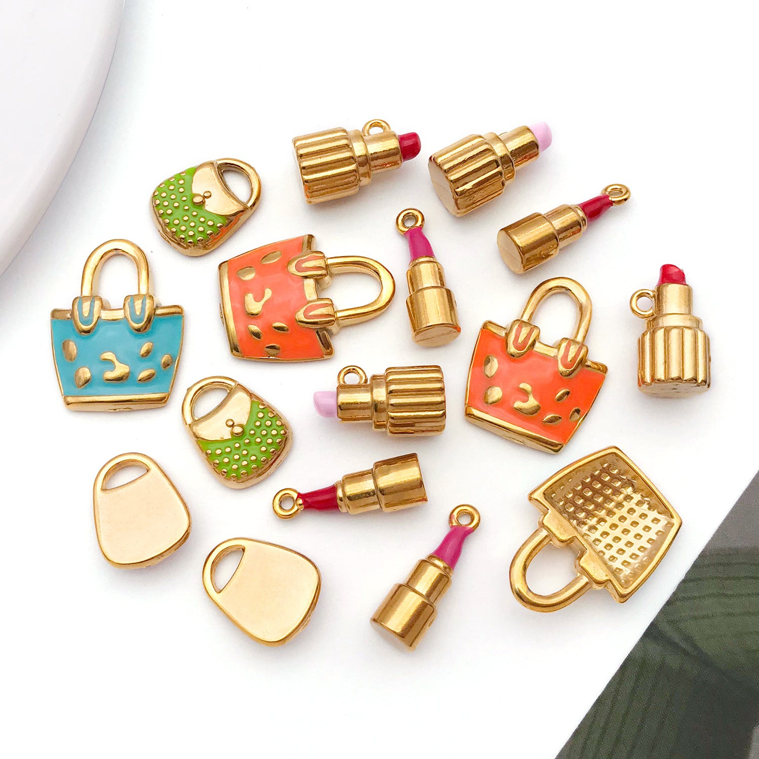 Stainless Steel Colorful Lipstick Charm Pendant for Bracelet Necklace Keychain DIY