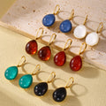 Resin Teardrop Leverback Earrings Multi Color Gold Hook view 2