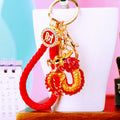 Enamel Coiled Chinese Dragon Keychains with Fortune Cord Sets in Nine Options view 3
