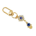 Gold-Tone Rhinestone Flower Evil Eye Charm Bag Keychain view 5