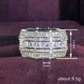 Baguette And Round Clear Stone Multi-Row Extra-Wide Ring Silver Tone view 4