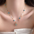Cross Pendant Beaded Necklaces in Gold and Silver Tones view 3