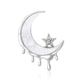 Dripping Crescent Moon And Star Brooch In Gold And Silver Tones view 2