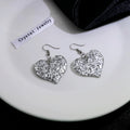 Silver Glitter Heart Acrylic Dangle Earrings Hook Pair view 4