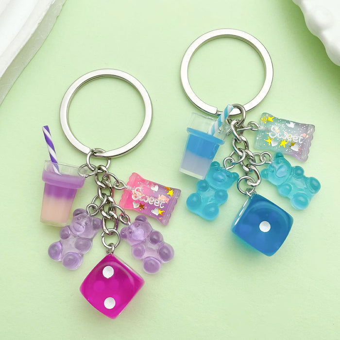 Dice Charm Keychains in 12 Pictured Variations for Bags and Keys