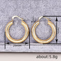 Gold Tone Wood Grain Textured Thick Hoop Latch Earrings view 4