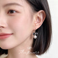 Silver Grey Crystal Bow Glass Pearl Drop Hook Earrings view 2