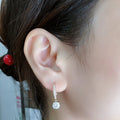 Round Clear Drop Leverback Earrings Three Metal Tones view 4