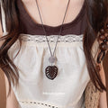 Black Cord Geometric Pendant Necklaces in Seven Designs view 3