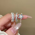 Silver Blue Enamel Open Rings Flower Lace Cross Styles view 4