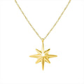 Gold Eight-Point Star Pendant Necklace Fine Cable Chain view 5
