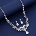 Black Silver Tone Crystal Leaf Teardrop Crystal Metal Necklace view 3
