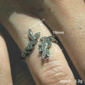 Silver Tone Crystal Leaf Wrap Ring with Polished Metal Finish view 4