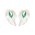 White Enamel Calla Lily Earrings And Open Ring Pearl Accent view 5