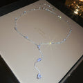 Y Teardrop Rhinestone Lariat Necklace Gold Silver Two view 7