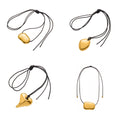 Leather Cord Long Pendant Necklace Heart Geometric Gold Steel view 5