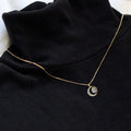 Gold Tone Crescent Moon Clear CZ Pendant Necklace Chain view 2