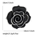 Gold Trim Camellia Brooch In White And Black Enamel view 7