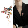 Butterfly and Crystal Flower Stem Brooch for Jackets Scarves and Coats view 2