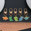 Five Colorful Dinosaur Clasp Keychain Set with Metal Hardware view 4