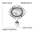 Vintage Oval Crystal Pearl Drop Brooch Gold Silver Two Tones view 5