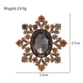 Brown Black Flower Crystal Metal Brooch Pin for Jackets and Lapels view 2