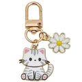 White Cat and Daisy Enamel Clip Keychain Eight-Style Collection view 5