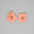 Gold Tone Resin Flower Hoop Earrings in Fifteen Translucent Colors view 5