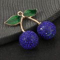 Rhinestone Cherry Charm Pendant Enamel Leaves Five Colors Two Sizes view 10