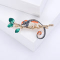 Colorful Enamel Chameleon on Branch Brooch in Four Colors view 6