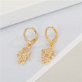Gold Tone Asymmetric Crystal Boy and Girl Huggie Drop Earrings view 4