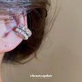 Pearl and Crystal Curved Single Ear Cuffs in Two Tones view 3