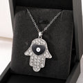 Gold and Silver Tone Crystal Hamsa Heart Eye Necklaces view 9