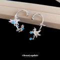 Silver Horse Star Moon Ear Cuffs With Blue Crystals view 4