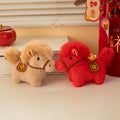 Red Plush Horse Bag Charm With Fluffy Tail And Metal Ring view 4