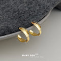 Gold Tone Chunky Open Round Hoop Stud Earrings For Women view 1