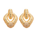 Crystal Textured Drop Stud Earrings In Two Tones Jewelry Design view 5
