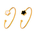 Gold Open Clover Bangle White Seashell Or Black Acrylic view 5