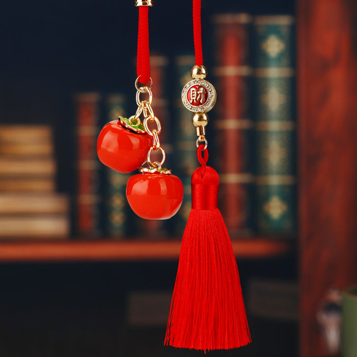 Mixed Persimmon Car Hangers in Seven Motif Combinations plus One Plain Tassel