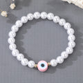 Faux Pearl Round Evil Eye Stretch Bracelets in Four Colors view 3