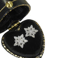 Silver Six Petal Flower Clear Pave Stud Earrings Pair view 5